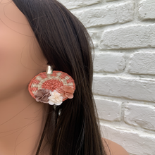 Load image into Gallery viewer, MS Orange Iraca Palm Earrings