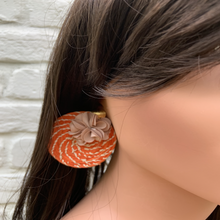Load image into Gallery viewer, MS Orange one flower Iraca Palm Earrings